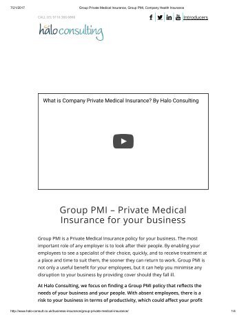 Group Private Medical Insurance, Group PMI, Company Health Insurance