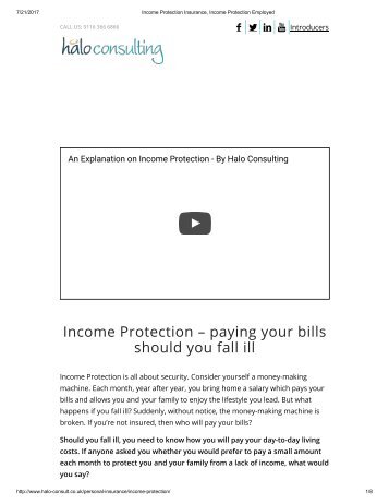 Income Protection Insurance, Income Protection Employed