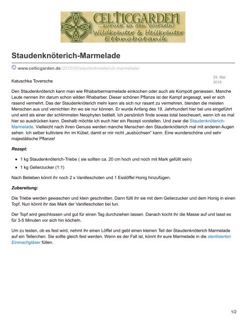 Staudenknöterich-Marmelade