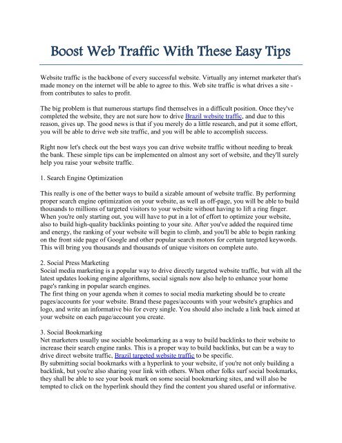 Increase Web Traffic With These Easy Tips