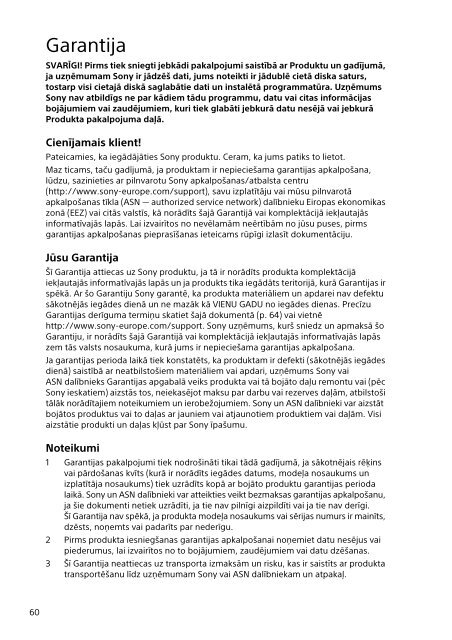 Sony SVD1121Q2E - SVD1121Q2E Documents de garantie Estonien