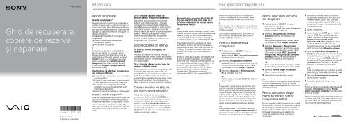 Sony SVD1121Q2E - SVD1121Q2E Guide de d&eacute;pannage Roumain