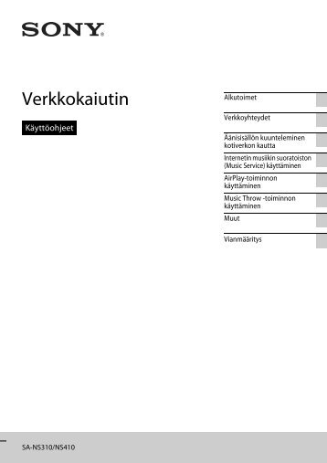 Sony SA-NS310 - SA-NS310 Istruzioni per l'uso Finlandese