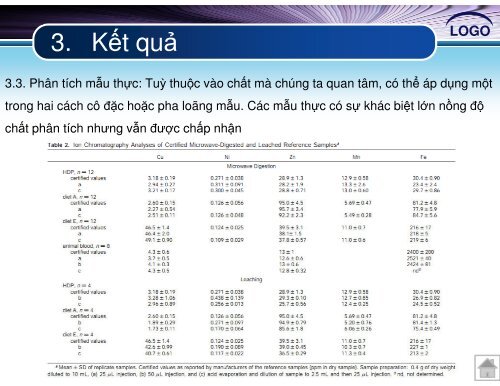 PHÂN TÍCH ĐỒNG THỜI Na, K, Mg VÀ Ca & Cu, Ni, Zn, Co, Mn VÀ Fe TRONG MẪU THỰC PHẨM BẰNG SẮC KÝ ION