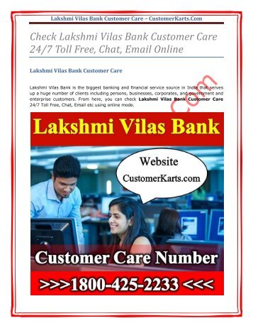 Lakshmi Vilas Bank  Customer Care