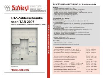 eHZ-Zählerschränke nach TAB 2007 - Schiegl