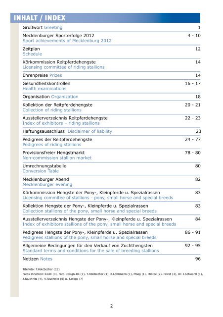 22. mecklenburger körtage - Pferdezuchtverband Mecklenburg ...