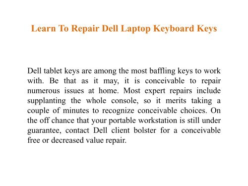 Learn To Repair Dell Laptop Keyboard Keys