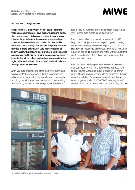 Success Story Bakery Kurz Ischgl Austria Miwe Success Story Bakery Kurz Ischgl Austria Miwe
