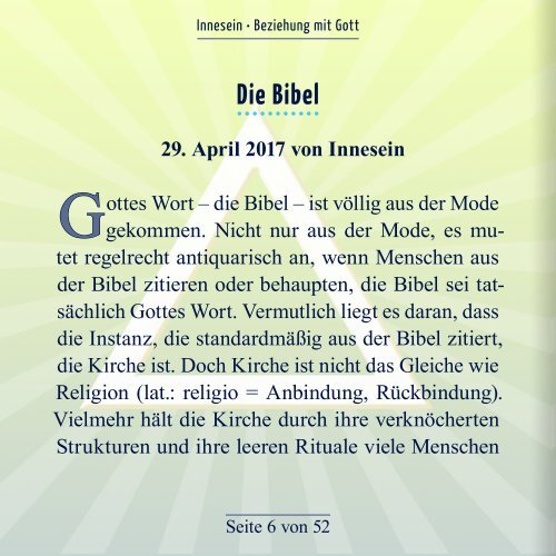 Innesein - Beziehung mit Gott