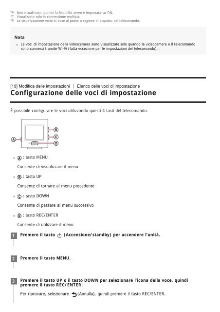 Sony RM-LVR3 - RM-LVR3 Manuel d'aide Italien