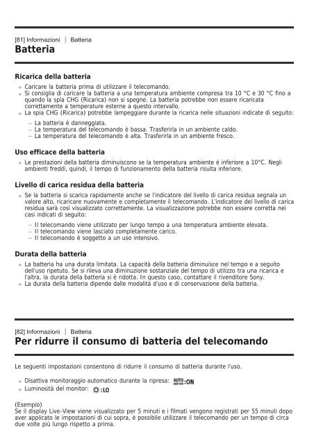 Sony RM-LVR3 - RM-LVR3 Manuel d'aide Italien