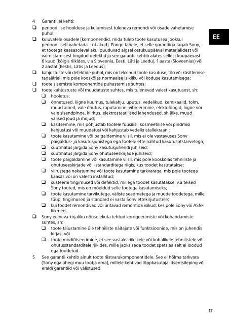 Sony SVP1121W9E - SVP1121W9E Documents de garantie Letton