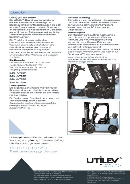 UT20-35P Diesel-Treibgas-Stapler 2 bis 3,5 T Publikationsnr. 99990027 Rev.04