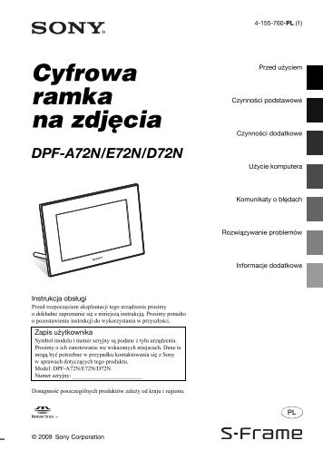 Sony DPF-A72N - DPF-A72N Mode d'emploi Polonais