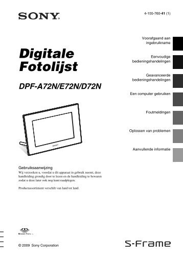 Sony DPF-A72N - DPF-A72N Mode d'emploi NÃ©erlandais