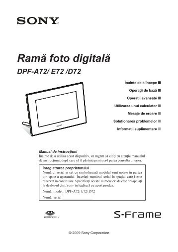 Sony DPF-A72N - DPF-A72N Mode d'emploi Roumain