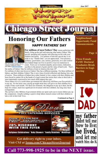 Honoring Our Fathers - Chicago Street Journal - June 15, 2017 Edition