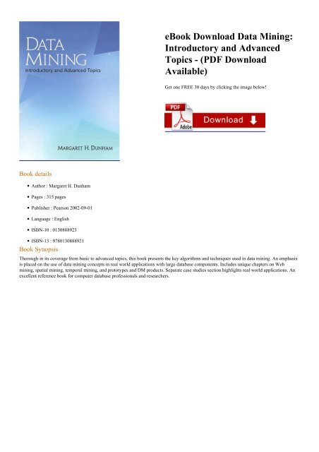 DATA MINING INTRODUCTORY AND ADVANCED TOPICS EBOOK