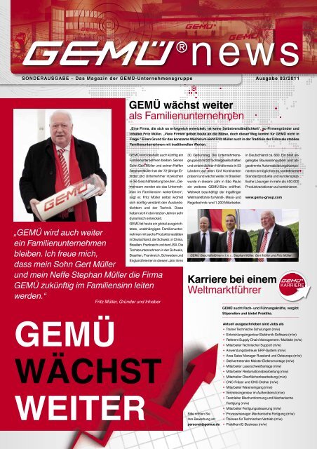 GEMÜ wächst weiter als Familienunternehmen Karriere bei einem ...