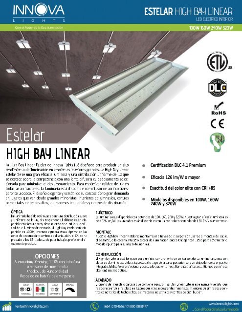 ESTELAR HIGH BAY LINEAR INNOVA LIGHTS