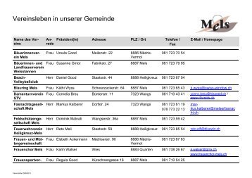 Vereinsleben in unserer Gemeinde - Gemeinde Mels