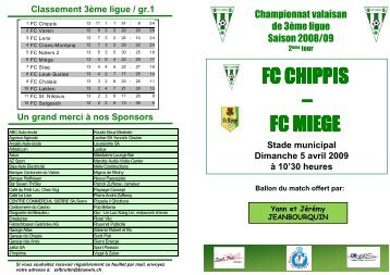 Yann et Jérémy JEANBOURQUIN Classement 3ème ... - FC Chippis