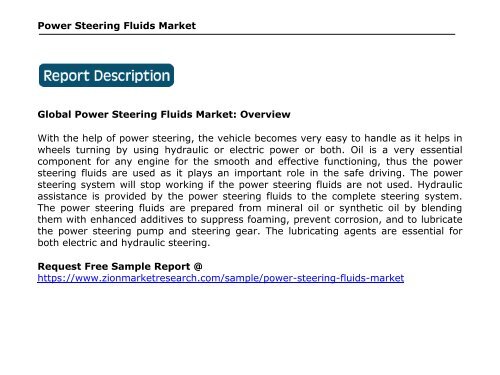 Global Power Steering Fluids Market, 2016–2024
