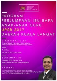 BUKU PROGRAM PERJUMPAAN IBU BAPA ANAK2 GURU UPSR 2017 DAERAH KUALA LANGAT