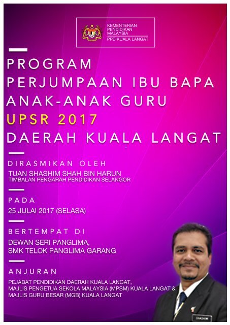 BUKU PROGRAM PERJUMPAAN IBU BAPA ANAK2 GURU UPSR 2017 DAERAH KUALA LANGAT