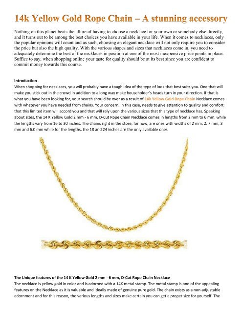 14k Yellow Gold Rope Chain – A stunning accessory