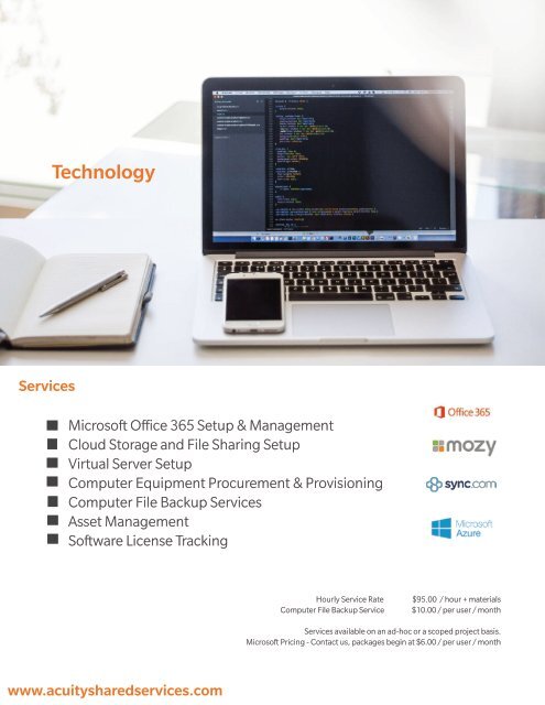 Acuity Shared Services Catalog  - July 2017