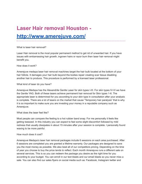Amerejuve Medspa Laser Hair Removal In Houston