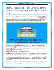 PJH-HPPSC Result 2017–18- Download Post Graduate Teacher Interview Exam Merit List