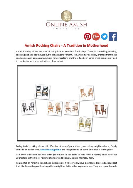 Amish Rocking Chairs - A Tradition in Motherhood