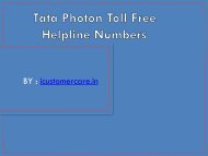 Tata Photon Toll Free Helpline Numbers