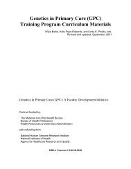 Genetics in Primary Care (GPC) Training Program Curriculum ...