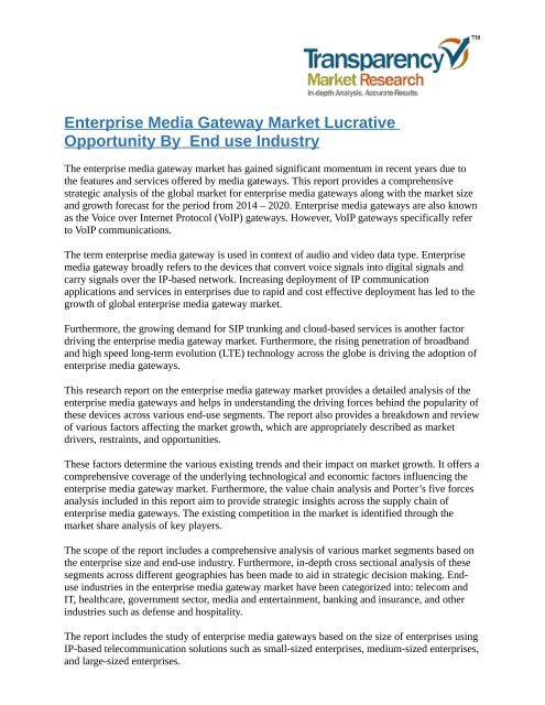 enterprise media gateway market