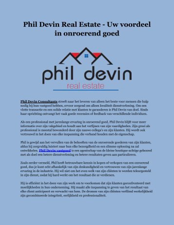 Phil Devin Real Estate - Uw voordeel in onroerend goed