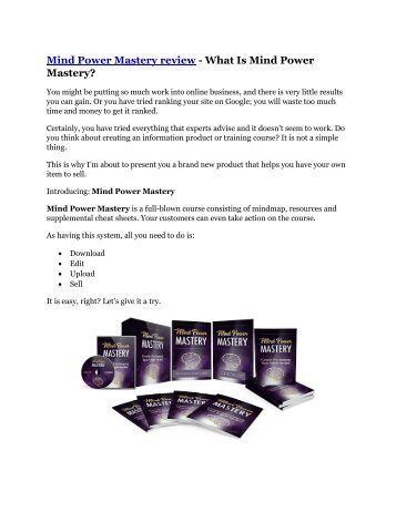 Mind Power Mastery REVIEW & Mind Power Mastery (SECRET) Bonuses