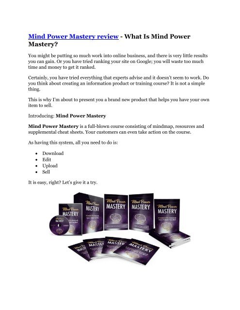 Mind Power Mastery REVIEW & Mind Power Mastery (SECRET) Bonuses