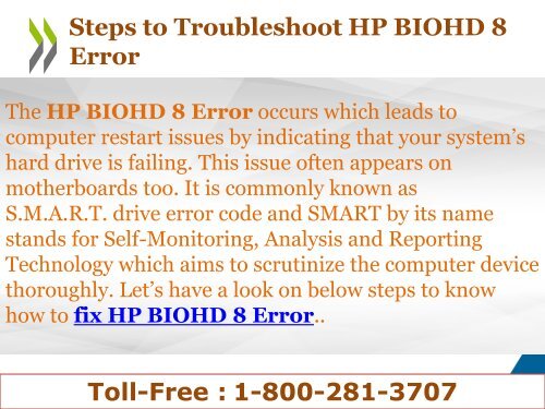 How To Troubleshoot HP BIOHD 8 Error? Dial 18002813707