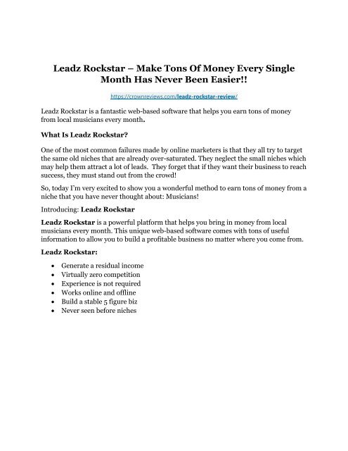 Leadz Rockstar review-SECRETS of Leadz Rockstar and $16800 BONUS