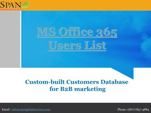 Maximize sales and ROI with massive MS Office 365 users contact database 