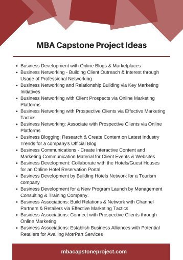 MBA Capstone Project Ideas