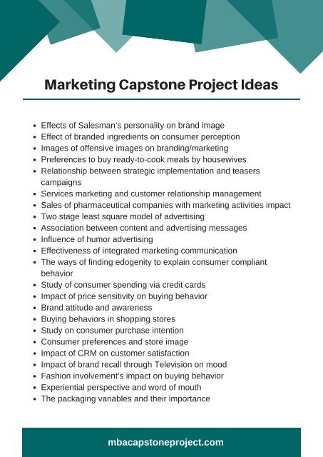Capstone Project Topics For MBA Marketing