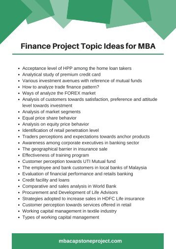 Capstone Project Topics For MBA Finance