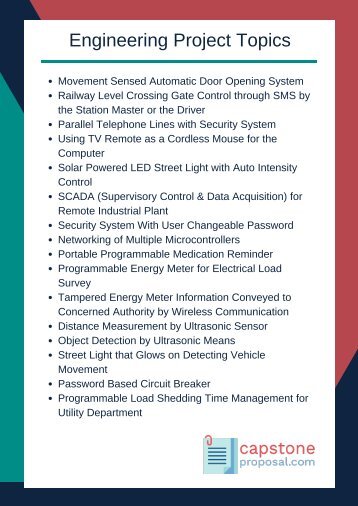 Engineering Capstone Project Ideas