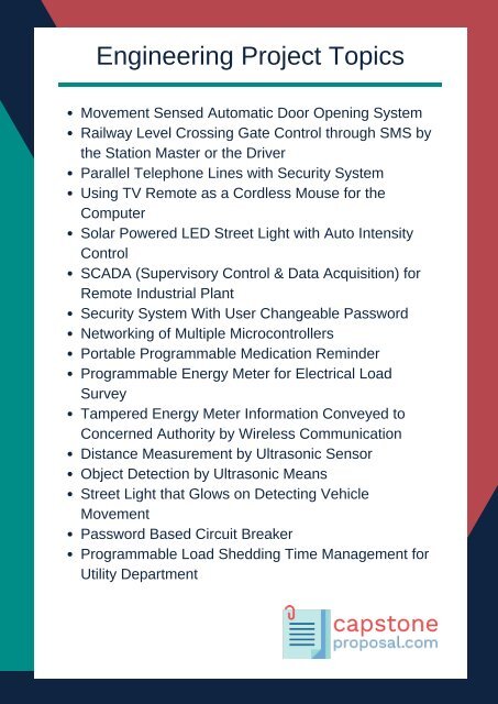 Engineering Capstone Project Ideas