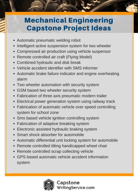 engineering capstone project ideas high school